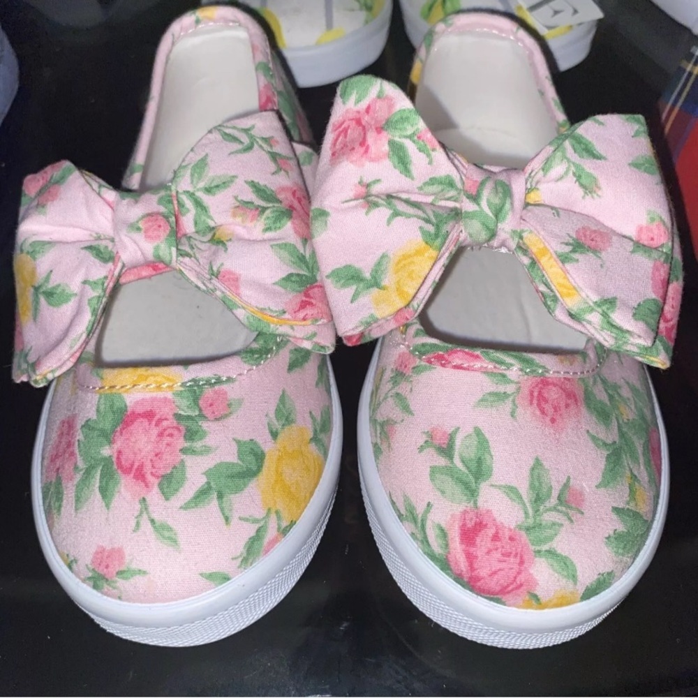 NWT Janie and Jack girls FLORAL BOW SNEAKER Sz 8